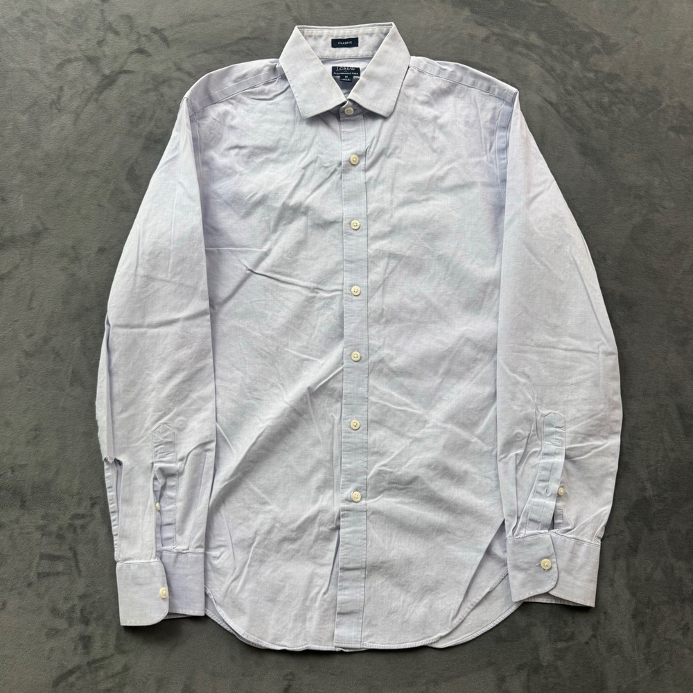 J.Crew Flex Wrinkle Free Dress Shirt Mens Medium Classic Fit Light Blue Long Slv